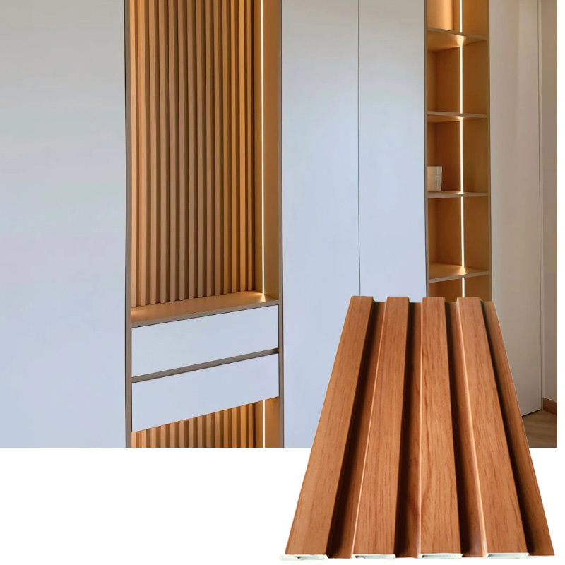 Grooved Grille Background Wood Plastic Composite Interior Decoration Wall Cladding WPC Fluted Panels