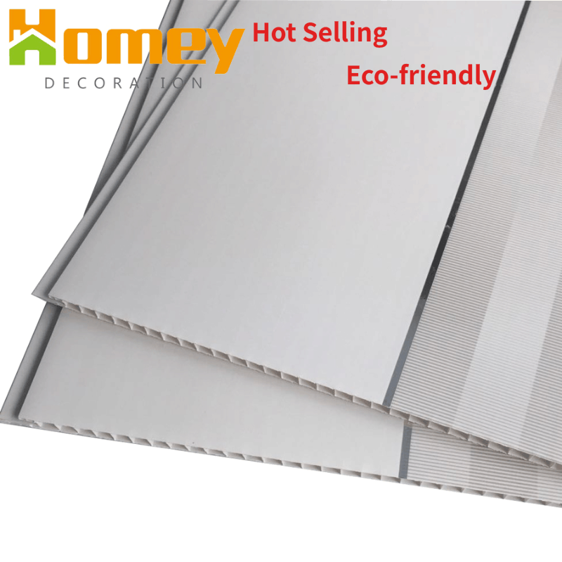 Grey overprinted gradient stripe laminated sheet pvc ceiling interior wall