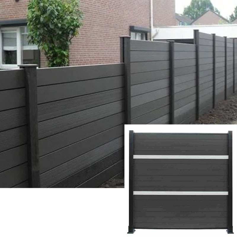 Outdoor Grey Wood WPC Garden Fence Set