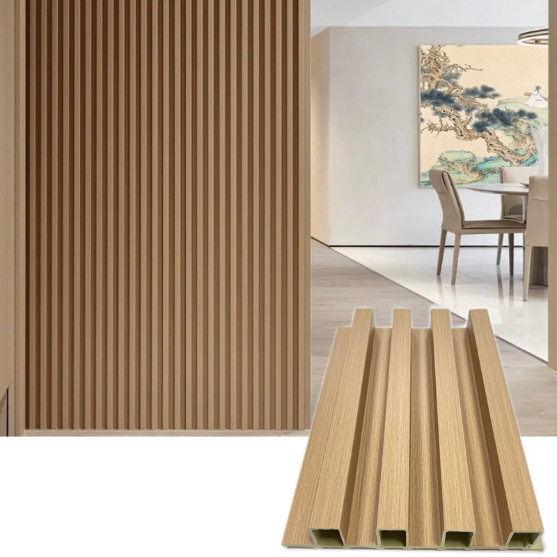 Grooved Grille Background Wood Plastic Composite Interior Decoration Wall Cladding WPC Fluted Panels