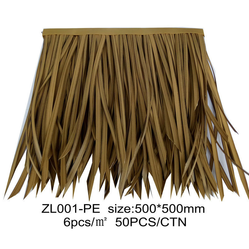 House Roofing PVC PE artificial straw synthetic roofing for beach thatch umbrella gazebo