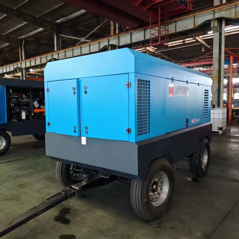 Hongwuhuan HGT17-17 Diesel Rotary Screw Air Compressor Truck Tires Portable 12 Bar Working Pressure Lubricated Stationary Mines