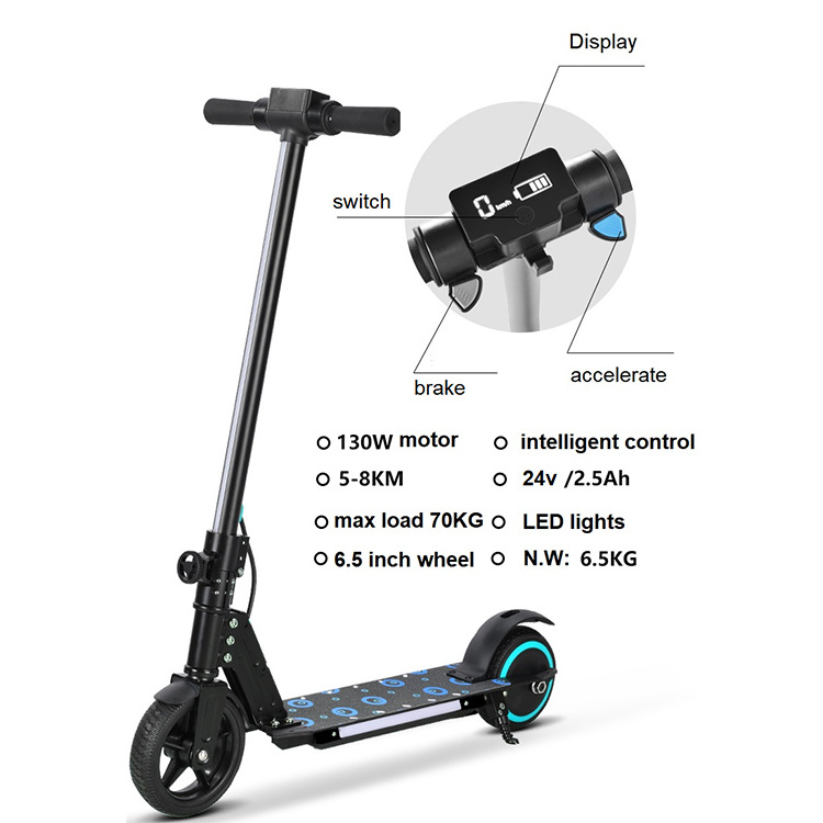 EU Warehouse  Black Children Elektrische Step E Scooter Kids 2 Wheel Electronic Scooter