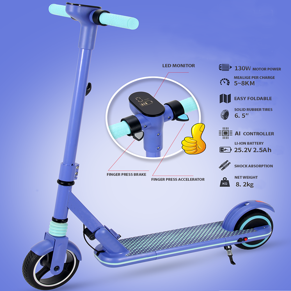 New generation fashionable speed up to 14km 130w silent motor moped electric scooter for children