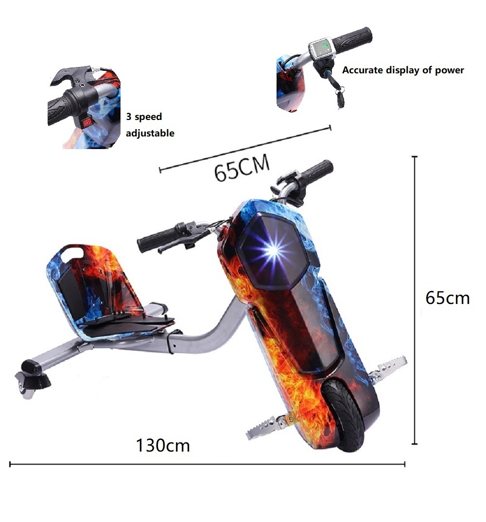 New design 250W inch motor drift scooter 3 wheel speed electric crazy drift cart 8 inch electric drift trike for kids and adults