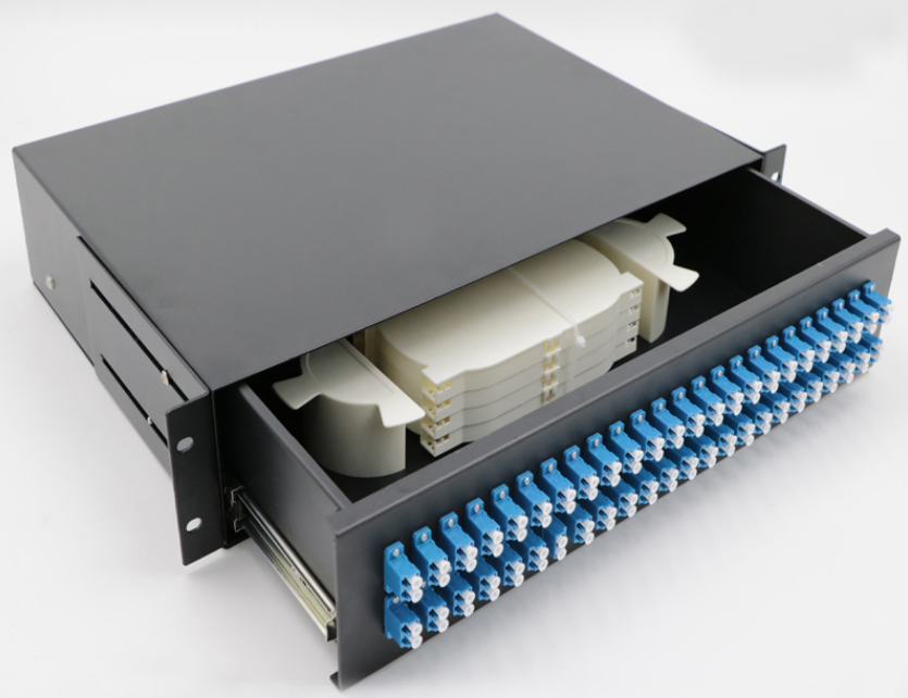 FTTH 19 Inch Slide Rail Rack Mount Drawer 8 12 24 48 96 144 Port Distribution Box Fiber Optic Patch Panel