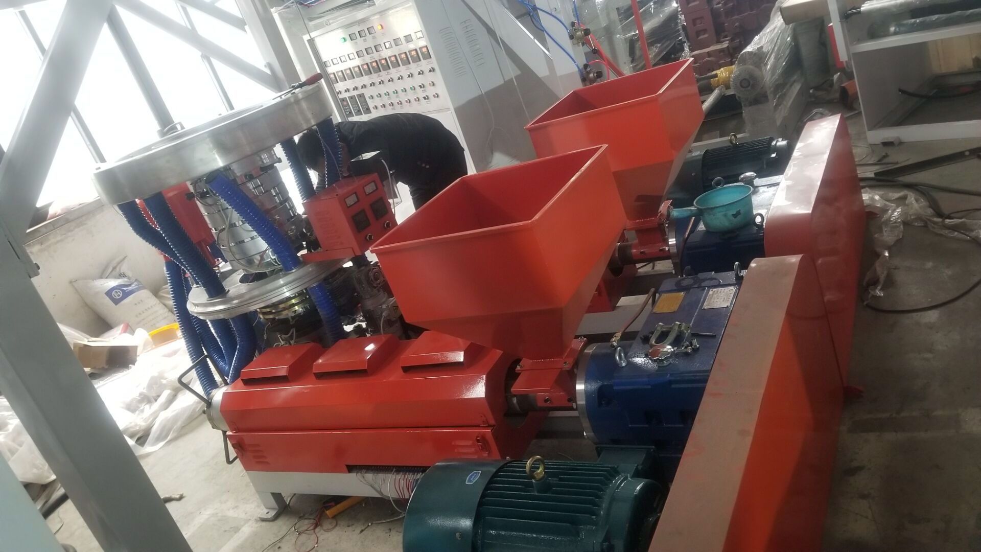 SJ45/50-800 High-Speed PE LDPE HDPE ABA Extruder Plastic Film Blowing Machine with Rotary Die