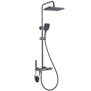 Shower System With Waterfall Tub Spout 12 Inch Ceiling Rain Shower Head Spray Thermostatic Valve Can Use All Faucet Set