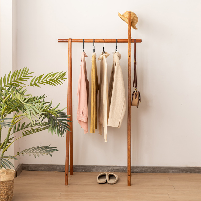 Simple wooden cloth and hat racks folding dismountable clothes hangers in bedroom