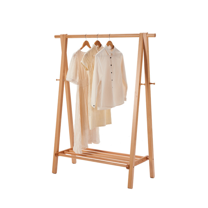 Home decoration display portable bamboo cloth hanger rack Wooden  hangers coat rack