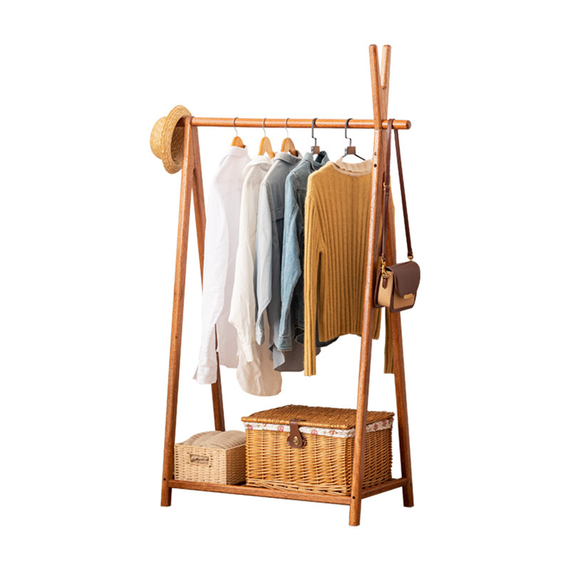 stand clothes tree with baseboardSimple wooden cloth and hat racks folding  clothes hangers