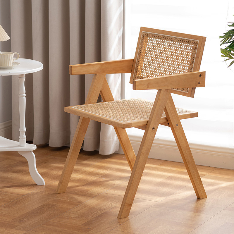 Bamboo Rattan Chair for Living Room Home Stay Back Chair Japanese Net  Dining Chair with Leisure Table Stool for Hotel