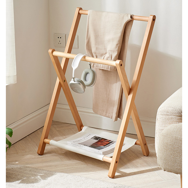 Natural Wood Simple and Modern blanket rack clothes rack household simple install clothes rack