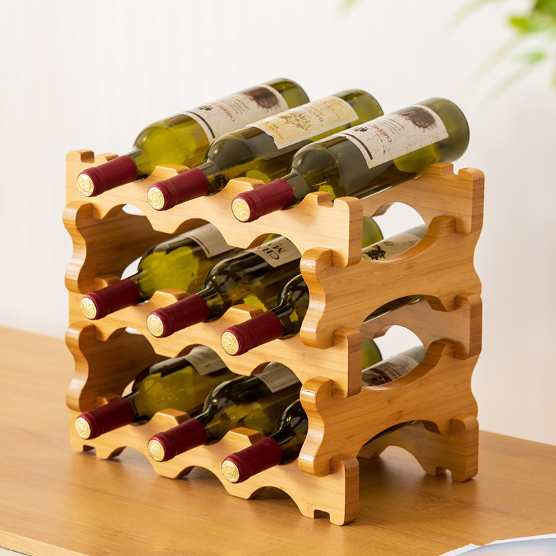 Wholesale  Modern bambu Wine Rack 2/3/4layers liquor rack Wine Shelf Kitchen Furniture