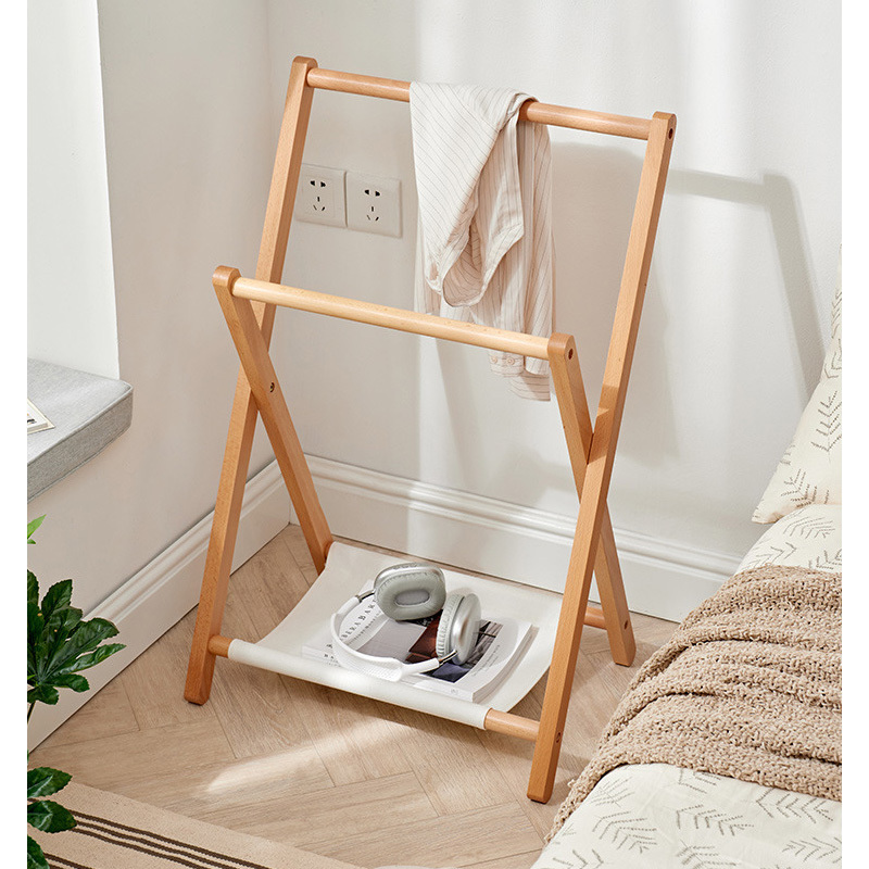 Natural Wood Simple and Modern blanket rack clothes rack household simple install clothes rack