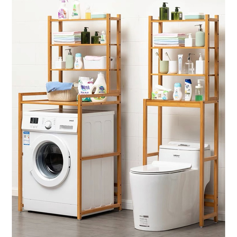 Multifunction Bathroom Laundry Save Space Bamboo Toilet Storage Shelf 3 Tier Over The Toilet Space Saver Organizer Rack