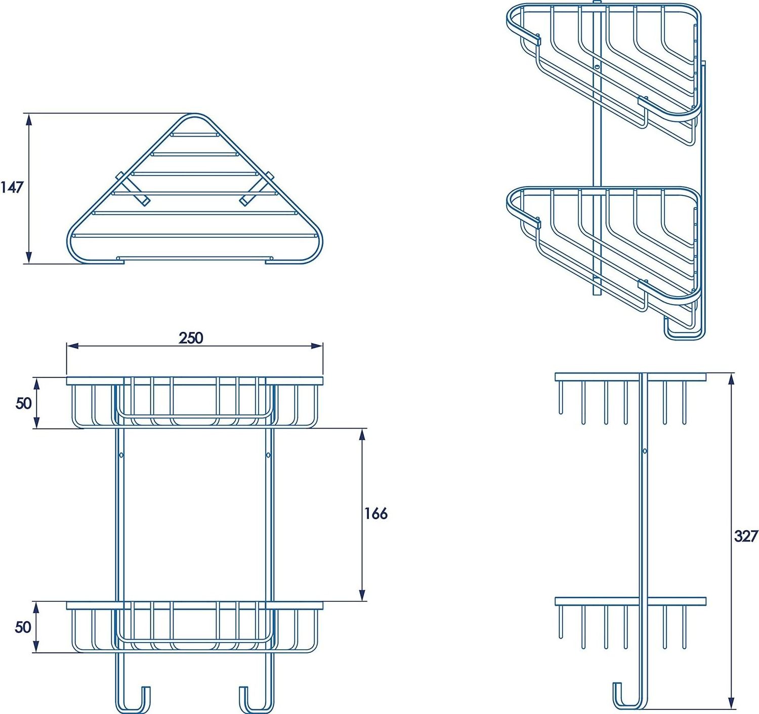 Wall Mounted No Drill Adhesive Shower Corner Shelf 2 Tier  Non Rust Stick Bathroom Shelves Caddy Storage Racks Basket