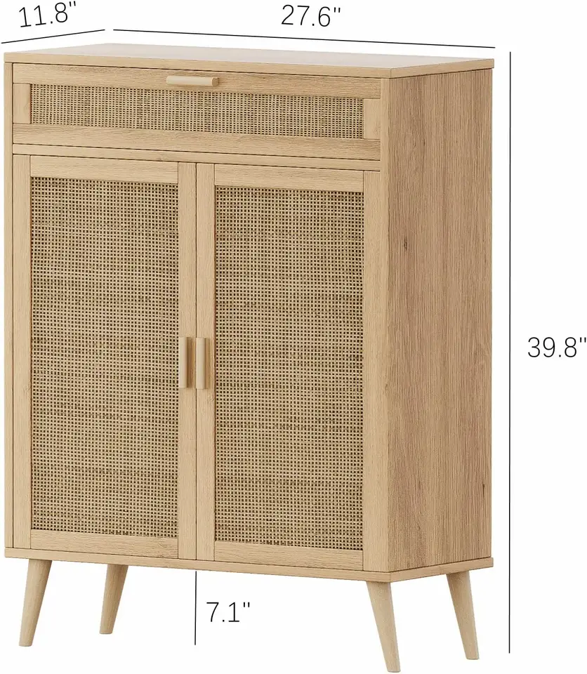 wooden independent storage cabinet with rattan door and large drawer for home storage and decor 2 door rattan storage cabinet