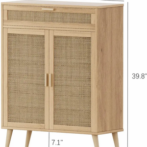 wooden independent storage cabinet with rattan door and large drawer for home storage and decor 2 door rattan storage cabinet