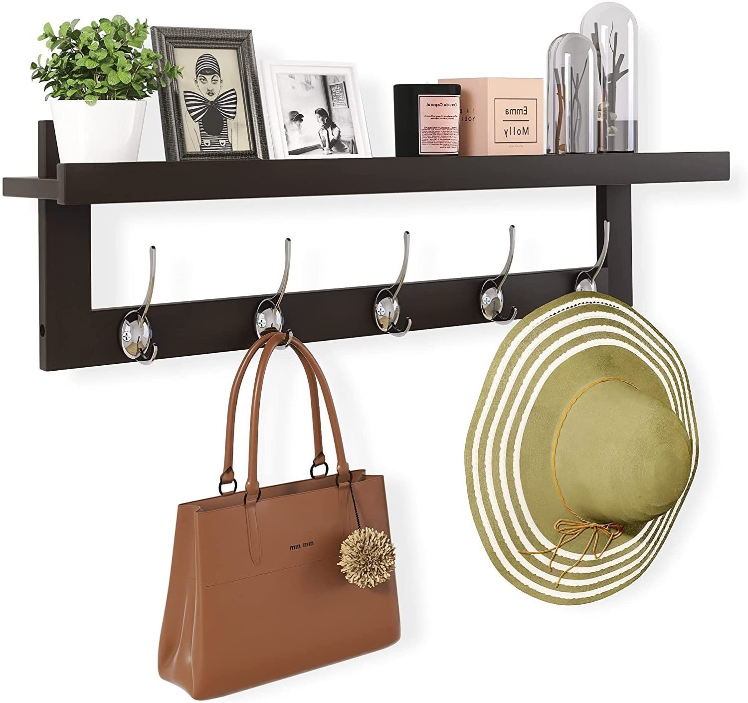 Coat Hooks with Shelf Wall-Mounted 74 cm Entryway Coat Rack for Wall