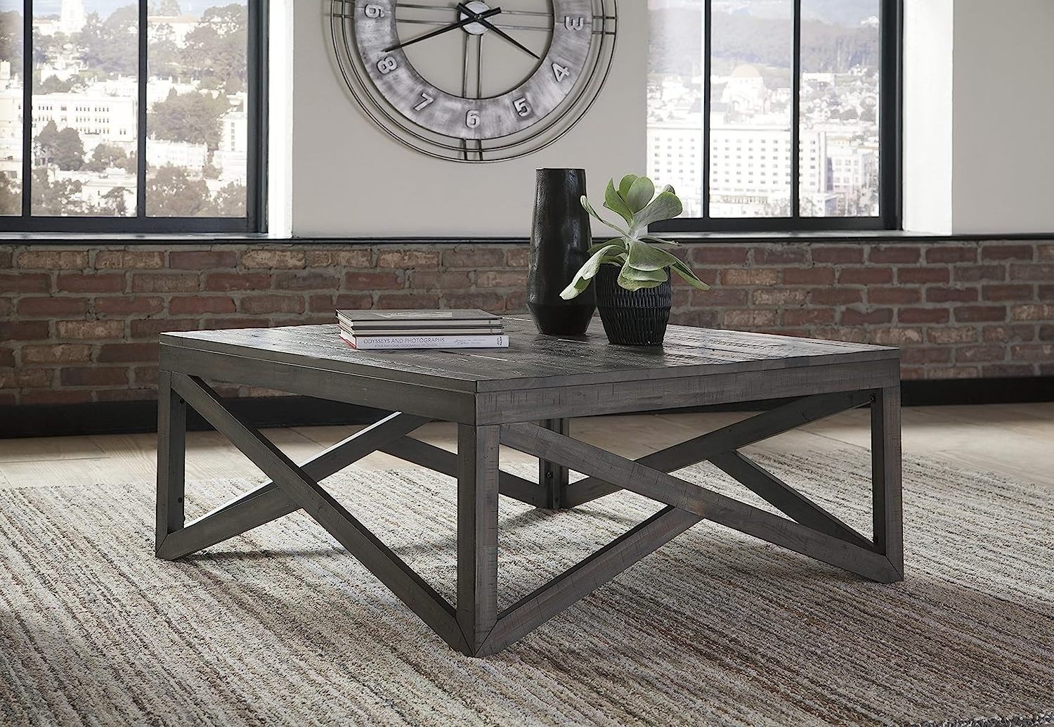 Modern strong  Gray Rustic Square Coffee Table for home decoration and living room