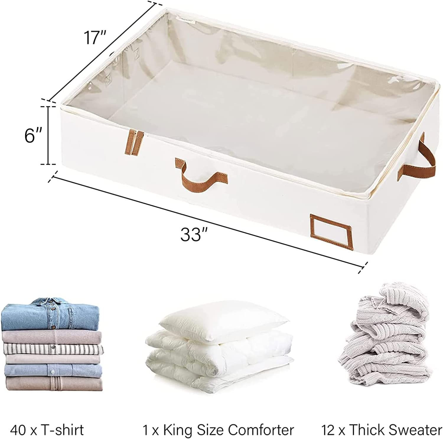 Storage Works Underbed Storage Box Under Bed Clothes Organizer With Sturdy Structure and Ultra Thick Fabric