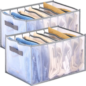 Extra Large Oversize Jeans Wardrobe Clothes Organizer 7 Grid Mesh Closet Shelf Organizers for Jeans Pants T-shirts