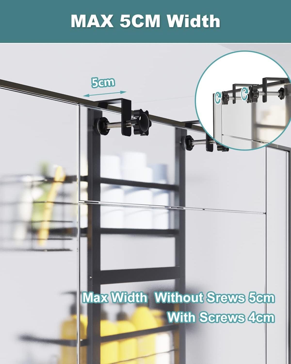 3 Tier Black Metal  black  no drilling Hanging  bathroom shelf Adhesive Shelves Over Door Shower Rack  with Soap Holder