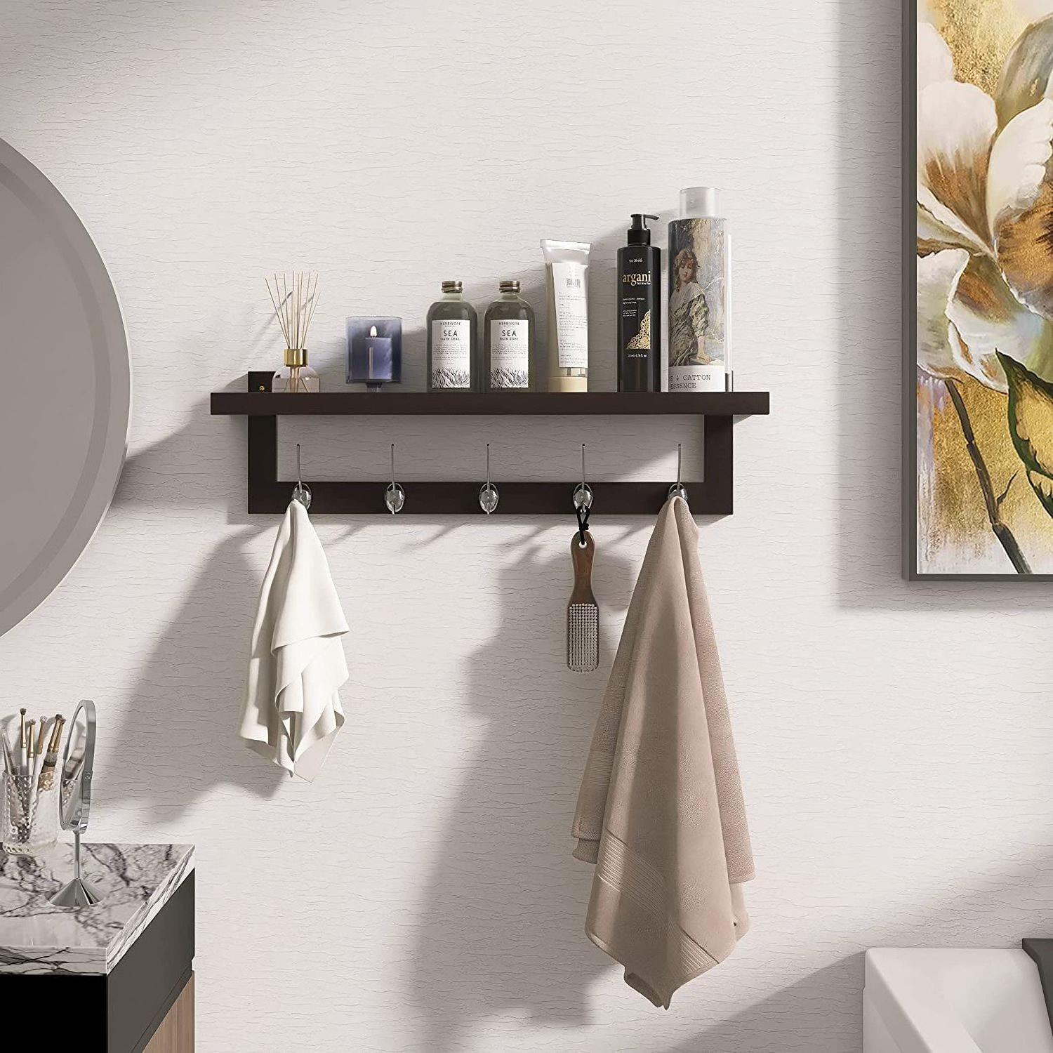 Coat Hooks with Shelf Wall-Mounted 74 cm Entryway Coat Rack for Wall