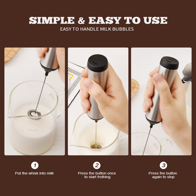 Stainless Steel Hand Blender  Electric Milk Foamer Portable Coffee Mixer Coffee Mini Milk Frother