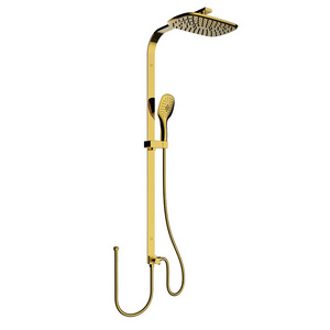 1TGG modern design gold shower column with rainfall head shower brushed gold mixer set for bathroom