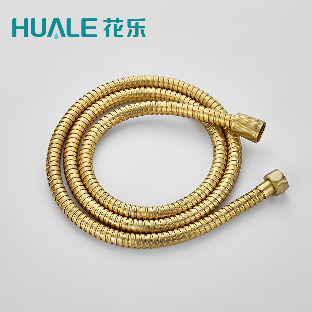 H008 gold color ss   shower flexible  hose  hot water flexible metal stainless steel bag packing shower hose for bathroom