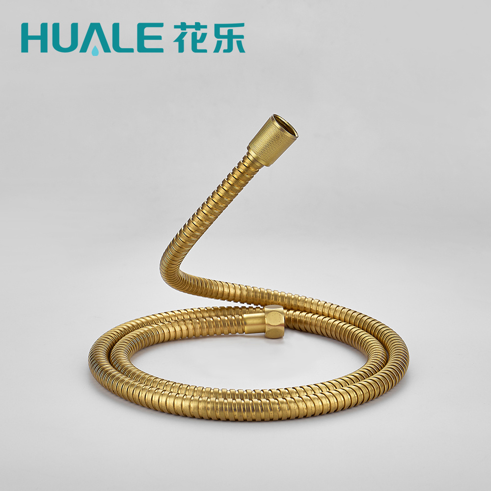 H008 gold color ss   shower flexible  hose  hot water flexible metal stainless steel bag packing shower hose for bathroom