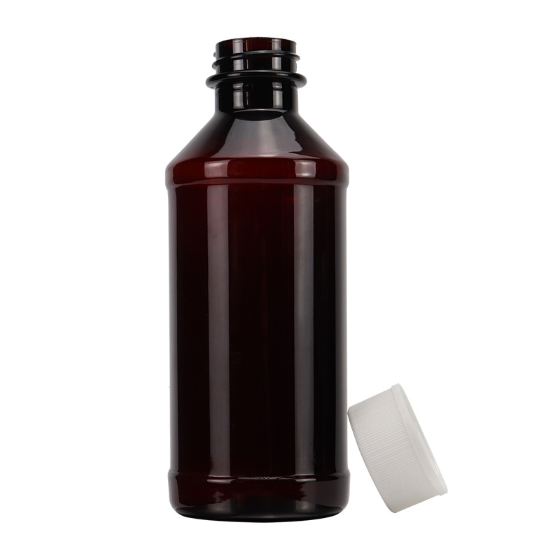 3.3oz 4oz 8oz 16oz Empty Amber PET Cough Syrup Wockhardt Quagen Tris Pai Akorn bottle with Child-Resistant Cap