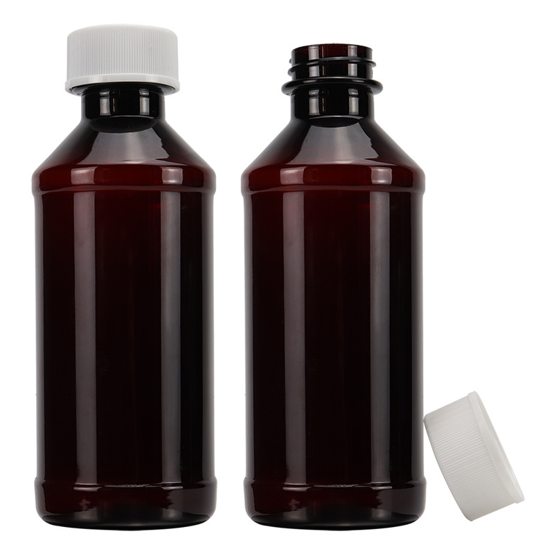 3.3oz 4oz 8oz 16oz Empty Amber PET Cough Syrup Wockhardt Quagen Tris Pai Akorn bottle with Child-Resistant Cap