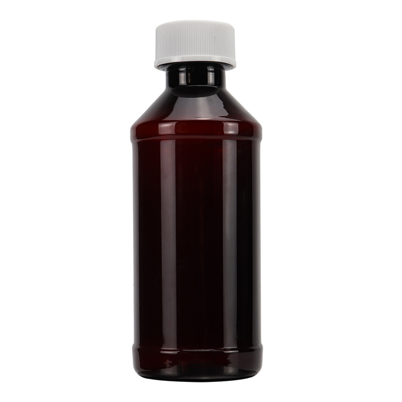 3.3oz 4oz 8oz 16oz Empty Amber PET Cough Syrup Wockhardt Quagen Tris Pai Akorn bottle with Child-Resistant Cap