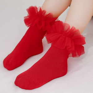 Hot Sale New  Baby Girls Fluffy  Princess Sweet Lace Frilly Sock Dress School Performance  lace fashion girl Socks