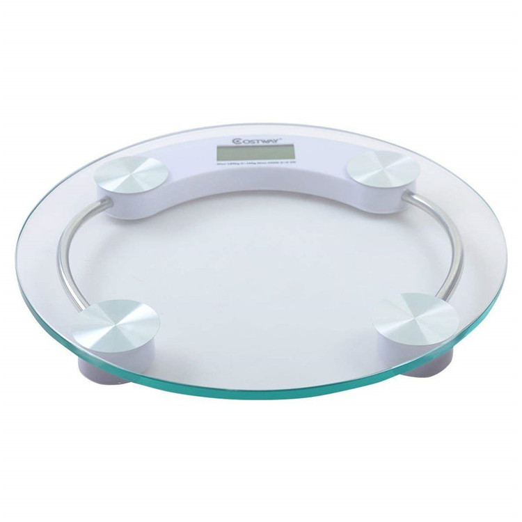 180kg Tempered Round Glass Body Weight Scale Personal Bathroom Scale for Weight with Large LCD Display