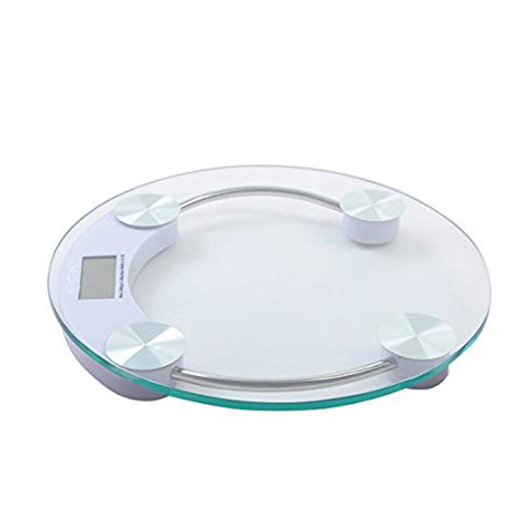 180kg Tempered Round Glass Body Weight Scale Personal Bathroom Scale for Weight with Large LCD Display