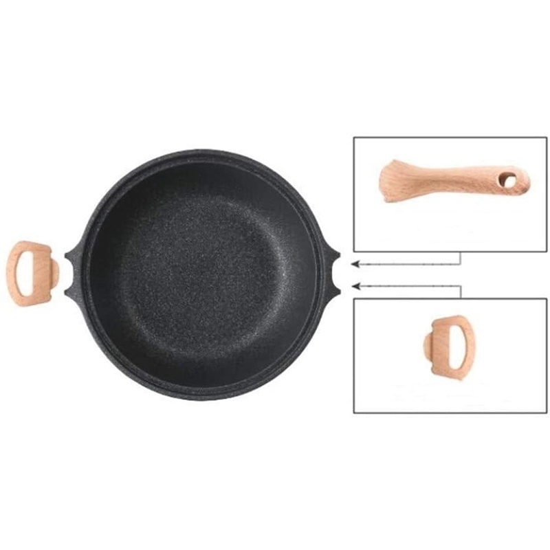 Micro pressure Nonstick cooker with Wooden Handle Casting 32cm Aluminium Wok