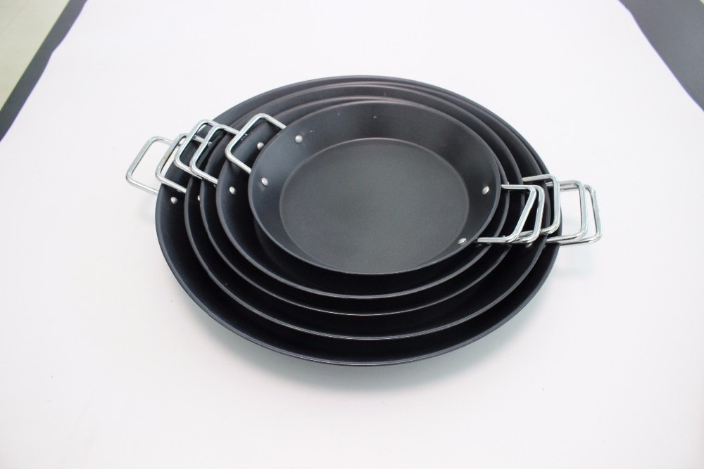 huo chu Black Steel Seasoned Carbon Steel Paella Pan Seafood Pasta Paella Cookware  Paella Wok Pan