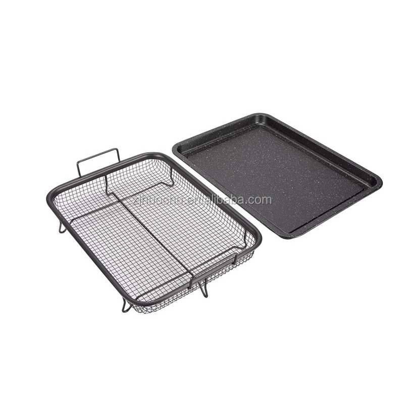 Copper Crispy Tray Oven Air Fryer, Durable Mesh Basket With Reinforced Ceramic Coating Tray, Cook With No Oil