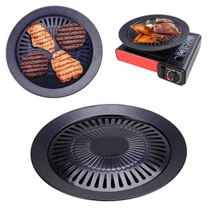 Smokeless Korean BBQ Grill Pan Non Stick Round Griddle Pan for Indoor and Outdoor Grilling