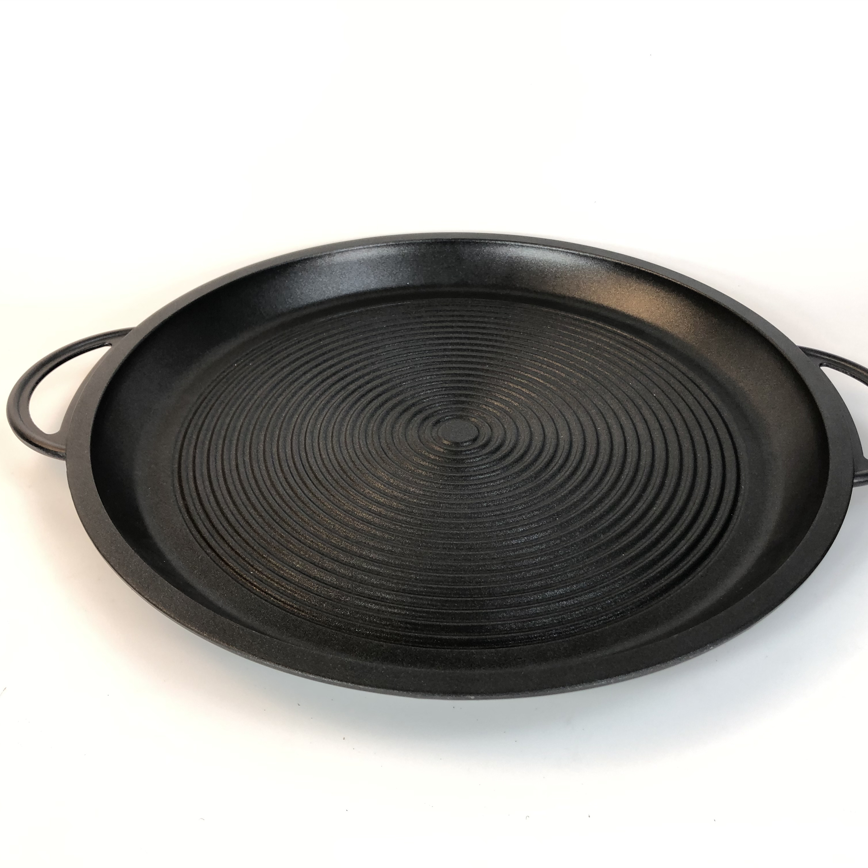 Big size die cast aluminum pizza pan non stick paella pan with sprial line out door crepe pan suit for BBQ