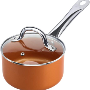 16 CM Small Milk Pot Mini Aluminum Saute Pan Ceramic Nonstick Copper Saucepan with Lid