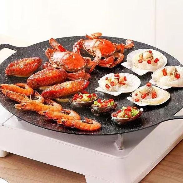 Wholesale Creative Korean Style Round Grill Pan Non-stick Bbq Pork Belly Grill Pan outdoor bbq grill pan