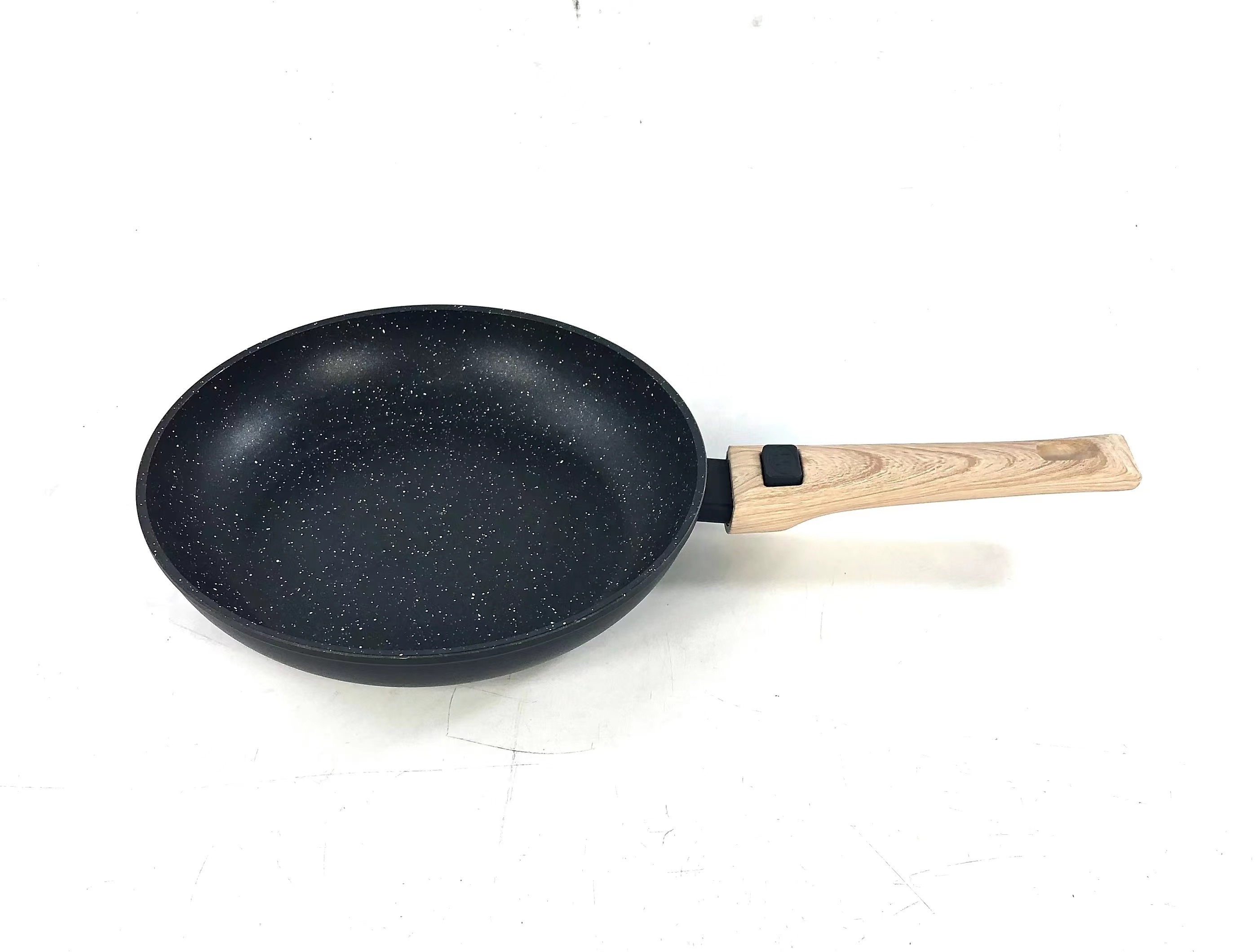 High quality Forged aluminum non stick marble fry pan cookware set wooden  removable handle casserole pot with detachable handle