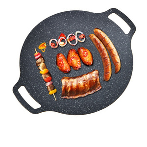 Wholesale Creative Korean Style Round Grill Pan Non-stick Bbq Pork Belly Grill Pan outdoor bbq grill pan