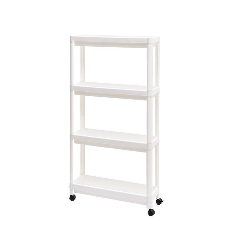 Plastic Mobile Shelving Unit Organizer Slide Out Storage Rolling Utility Cart Tower Rack for Kitchen Bathroom Narrow