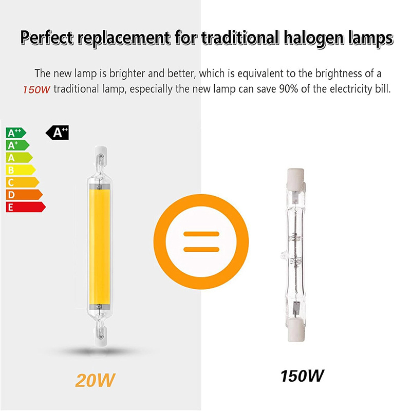 High-quality R7S Dimmable COB LED Bulbs 78mm118mm 5W 10W 20W for Lighting Floor Lamps Halogen Bulb Equivalent Double Ended